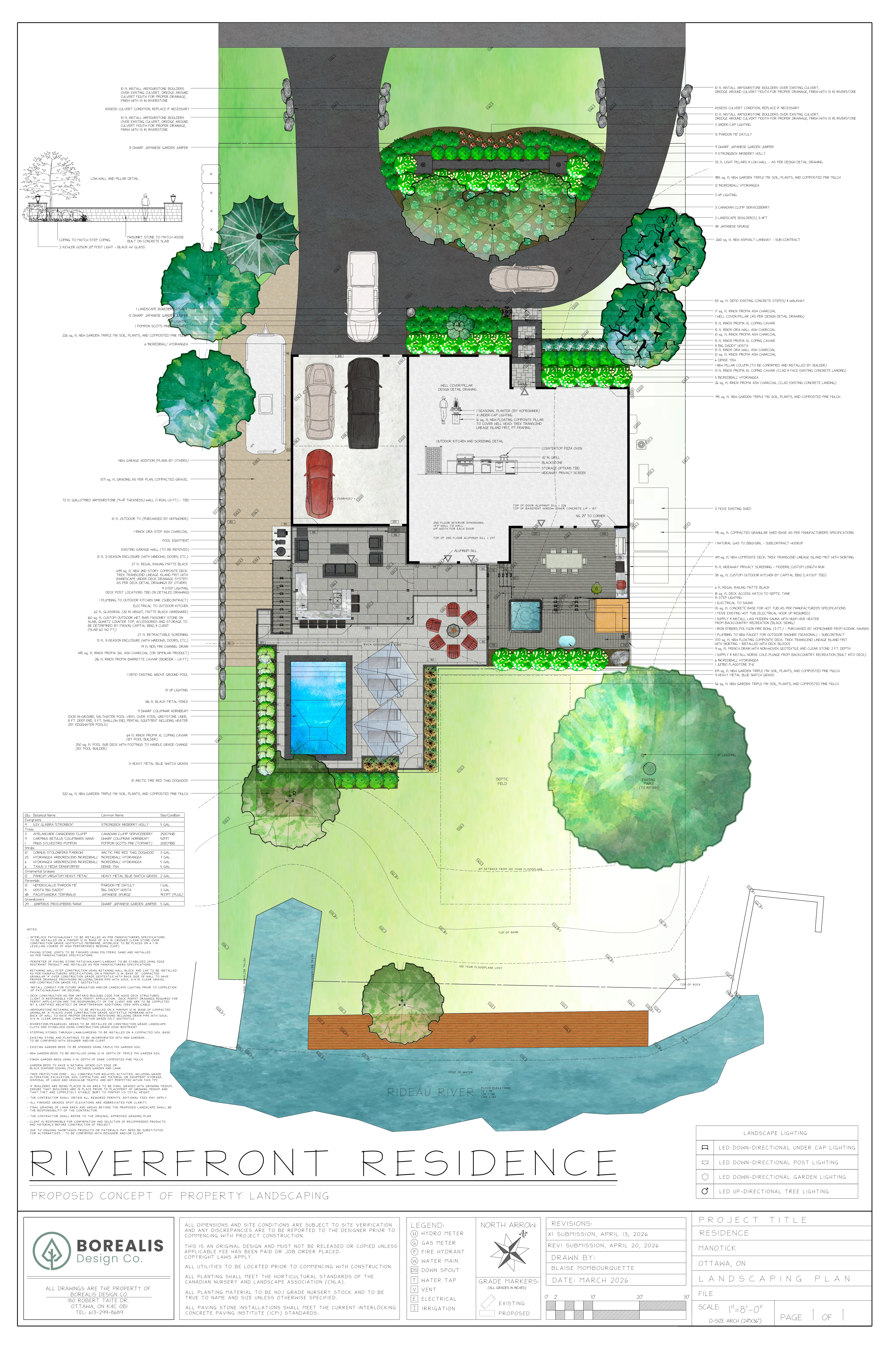 Detailed landscape plan prepared by Borealis Design Co.